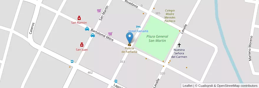 Mapa de ubicacion de Policía de Famaillá en 阿根廷, Tucumán, Departamento Famaillá, Municipio De Famaillá, Famaillá.