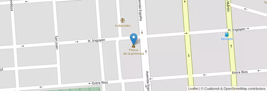 Mapa de ubicacion de Policia de la provincia en 阿根廷, Córdoba, Departamento Unión, Pedanía Bell Ville, Municipio De Bell Ville, Bell Ville.