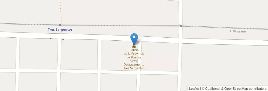 Mapa de ubicacion de Policía de la Provincia de Buenos Aires - Destacamento Tres Sargentos en アルゼンチン, ブエノスアイレス州, Partido De Carmen De Areco.