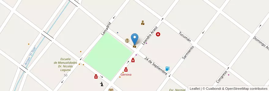 Mapa de ubicacion de Policía de Monteros en 아르헨티나, Tucumán, Departamento Monteros, Municipio De Monteros, Monteros.