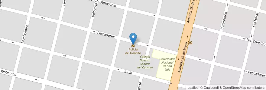 Mapa de ubicacion de Policía de Tránsito en Arjantin, San Luis, General Pedernera, Villa Mercedes, Municipio De Villa Mercedes.
