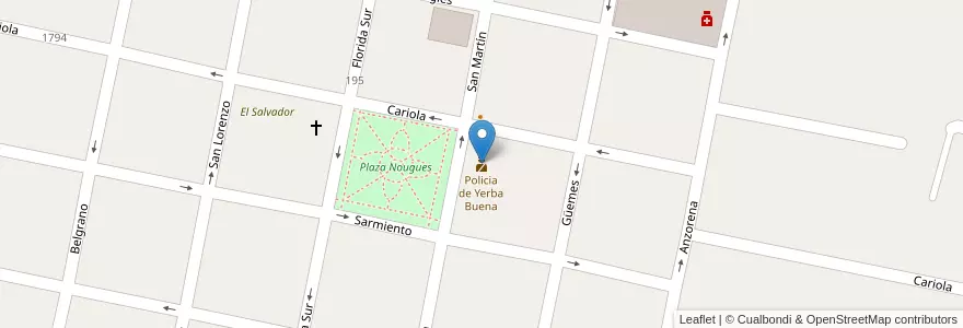 Mapa de ubicacion de Policia de Yerba Buena en Argentine, Tucumán, Departamento Yerba Buena, Yerba Buena.