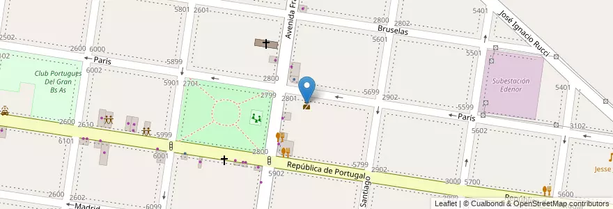 Mapa de ubicacion de Policía Distrital de La Matanza Oeste en アルゼンチン, ブエノスアイレス州, Partido De La Matanza, Isidro Casanova.