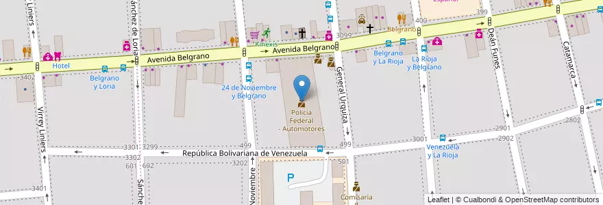 Mapa de ubicacion de Policía Federal - Automotores, Balvanera en Argentinië, Ciudad Autónoma De Buenos Aires, Comuna 3, Buenos Aires.
