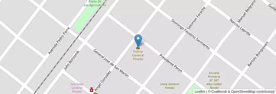 Mapa de ubicacion de Policía General Pinedo en 아르헨티나, Chaco, Departamento Doce De Octubre, Municipio De General Pinedo, General Pinedo.