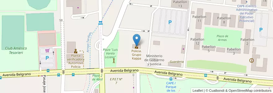 Mapa de ubicacion de Policia. Grupo Kappa en 아르헨티나, Catamarca, Departamento Capital, Municipio De San Fernando Del Valle De Catamarca, San Fernando Del Valle De Catamarca.
