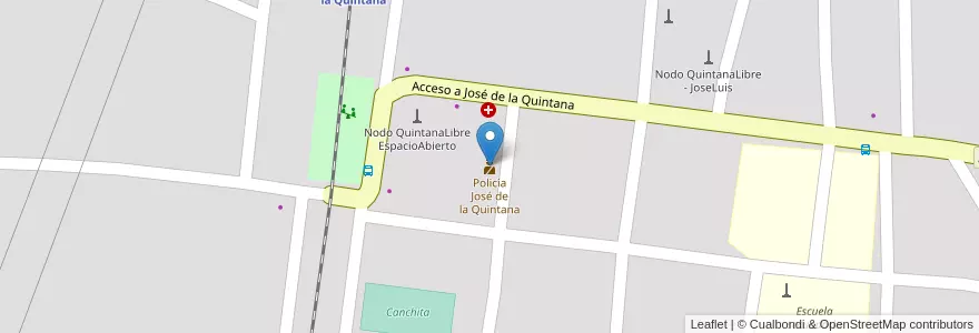 Mapa de ubicacion de Policía José de la Quintana en Argentinien, Provinz Córdoba, Departamento Santa María, Pedanía San Isidro, Comuna De Villa San Isidro, José De La Quintana.