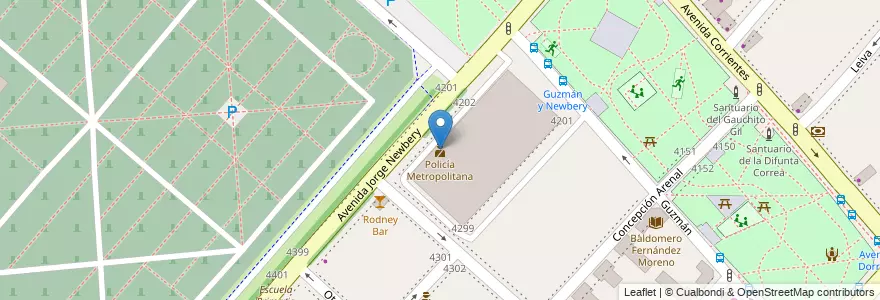 Mapa de ubicacion de Policía Metropolitana, Chacarita en الأرجنتين, Ciudad Autónoma De Buenos Aires, Buenos Aires, Comuna 15.