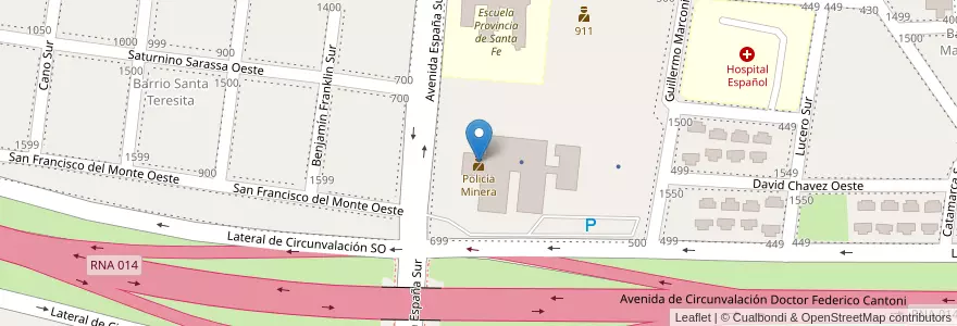 Mapa de ubicacion de Policía Minera en Argentina, San Juan, Chile, Capital.
