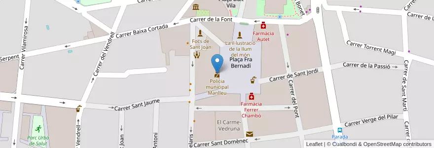 Mapa de ubicacion de Policia municipal Manlleu en Sepanyol, Catalunya, Barcelona, Osona, Manlleu.