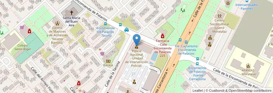 Mapa de ubicacion de Policía Nacional - Unidad de Intervención Policial. en 스페인, Comunidad De Madrid, Comunidad De Madrid, Área Metropolitana De Madrid Y Corredor Del Henares, 마드리드.