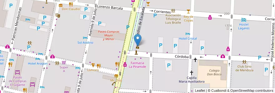 Mapa de ubicacion de Policia Preventiva Alameda en الأرجنتين, تشيلي, Mendoza, Departamento Capital, Ciudad De Mendoza, Sección 3ª Parque O'Higgins.