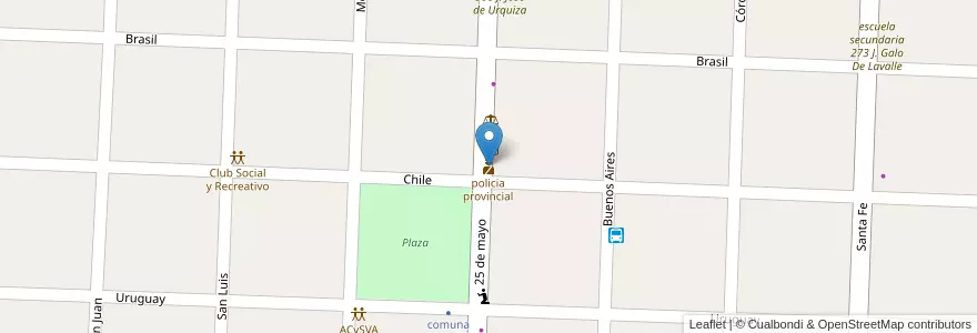 Mapa de ubicacion de policia provincial en Arjantin, Santa Fe, Departamento General Obligado, Municipio De Villa Ana.