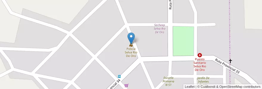 Mapa de ubicacion de Policía Selva Rio De Oro en Аргентина, Чако, Departamento Libertador General San Martín, Municipio De La Eduvigis, Selvas Del Río De Oro.