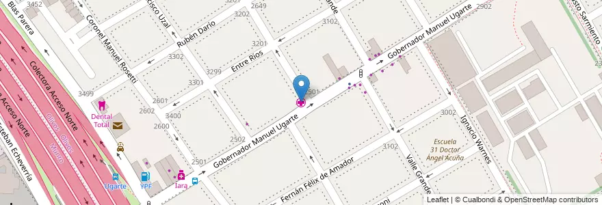 Mapa de ubicacion de Policlinica Asmel en Arjantin, Buenos Aires, Partido De Vicente López, Vicente López.