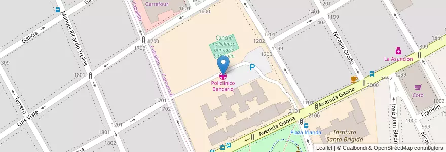 Mapa de ubicacion de Policlínico Bancario, Caballito en Argentinië, Ciudad Autónoma De Buenos Aires, Buenos Aires, Comuna 6.