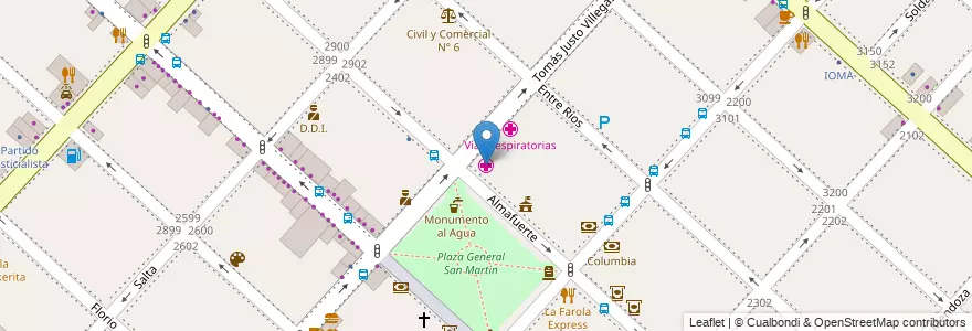 Mapa de ubicacion de Policlinico central de San Justo en アルゼンチン, ブエノスアイレス州, Partido De La Matanza, San Justo.
