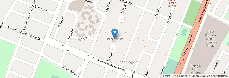 Mapa de ubicacion de Polideportivo en アルゼンチン, フフイ州, Departamento Ledesma, Municipio De Libertador General San Martín, Libertador General San Martín.