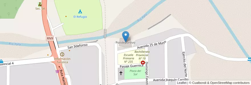 Mapa de ubicacion de Polideportivo en Аргентина, Жужуй, Departamento Doctor Manuel Belgrano, Municipio De Yala.