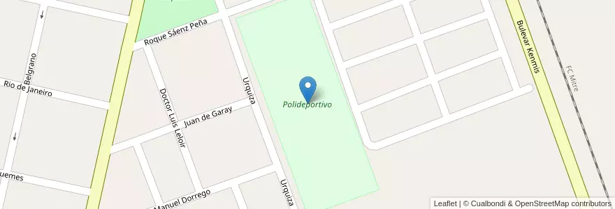 Mapa de ubicacion de Polideportivo en Arjantin, Santa Fe, Departamento Belgrano, Municipio De Las Rosas.