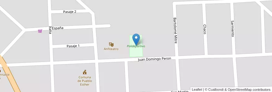 Mapa de ubicacion de Polideportivo en 阿根廷, Santa Fe, Departamento Rosario, Municipio De Pueblo Esther.
