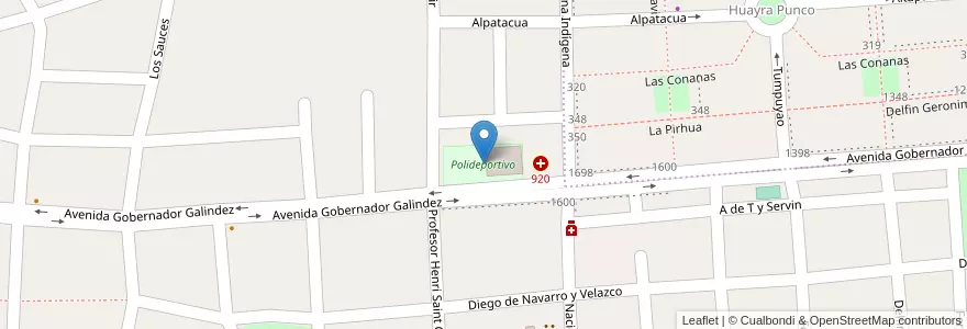 Mapa de ubicacion de Polideportivo en Argentinië, Catamarca, Departamento Capital, Municipio De San Fernando Del Valle De Catamarca, San Fernando Del Valle De Catamarca.