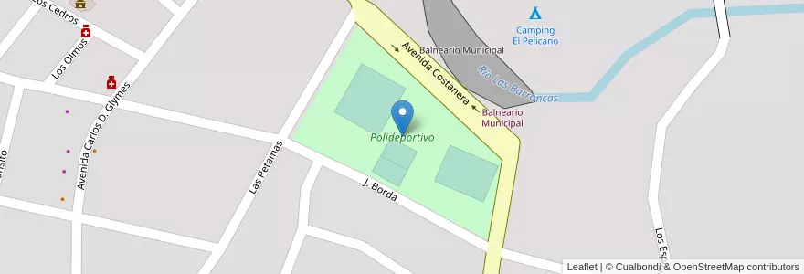 Mapa de ubicacion de Polideportivo en Argentina, Córdova, Departamento Río Cuarto, Pedanía San Bartolomé, Municipio De Alpa Corral, Alpa Corral.