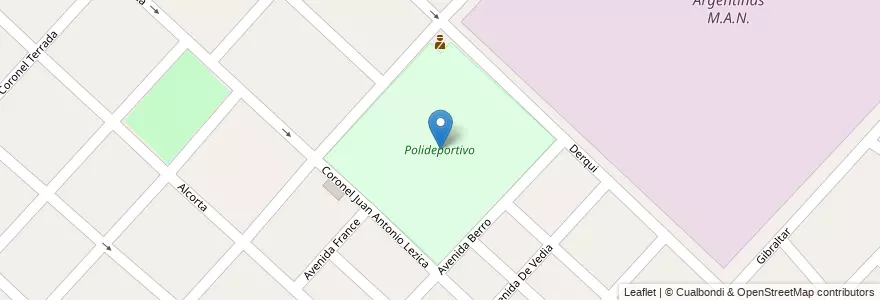 Mapa de ubicacion de Polideportivo en 아르헨티나, 부에노스아이레스주, Partido De La Matanza, San Justo.