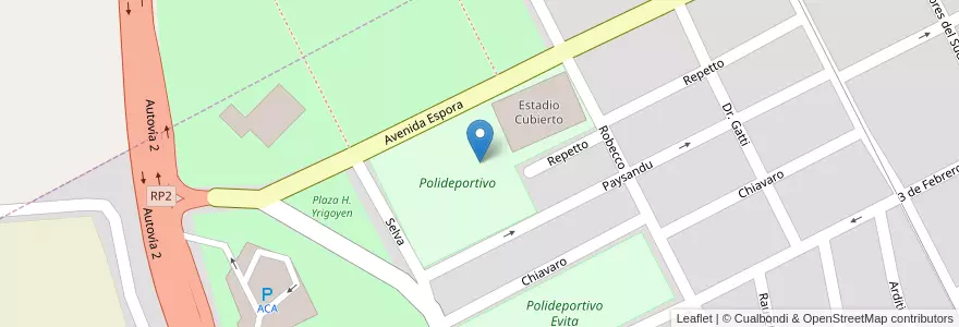 Mapa de ubicacion de Polideportivo en Arjantin, Buenos Aires, Partido De Dolores, Dolores.