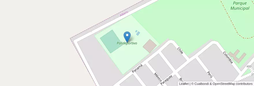Mapa de ubicacion de Polideportivo en 아르헨티나, 부에노스아이레스주, Partido De Alberti.
