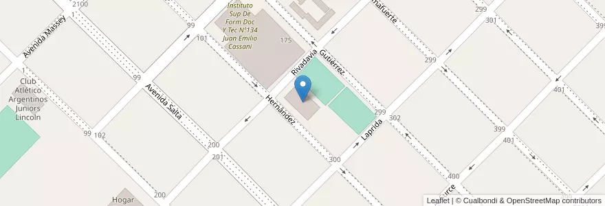 Mapa de ubicacion de Polideportivo en Arjantin, Buenos Aires, Partido De Lincoln.