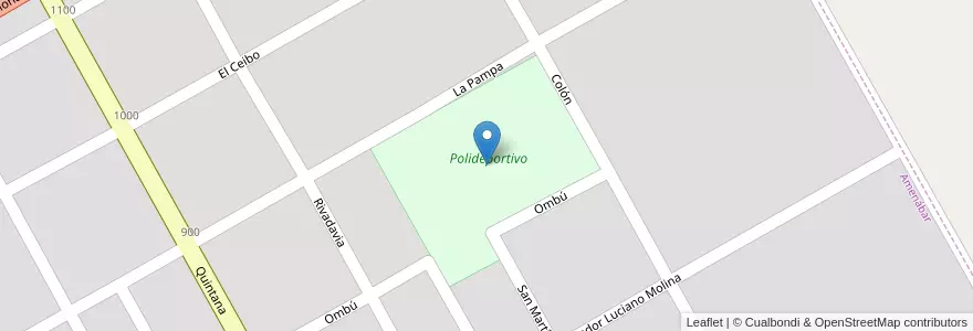 Mapa de ubicacion de Polideportivo en 阿根廷, Santa Fe, Departamento General López, Municipio De Amenábar, Amenábar.