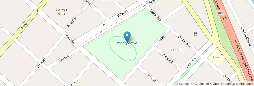 Mapa de ubicacion de Polideportivo en آرژانتین, شیلی, استان نئوکن, Departamento Confluencia, Centenario.