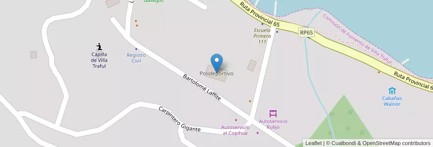 Mapa de ubicacion de Polideportivo en 阿根廷, 智利, 內烏肯省, Departamento Los Lagos, Comisión De Fomento De Villa Traful, Villa Traful.