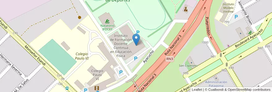 Mapa de ubicacion de Polideportivo Ángel Cayetano Arias en آرژانتین, استان ریو نگرو، آرژانتین, Departamento Adolfo Alsina, Viedma, Viedma.