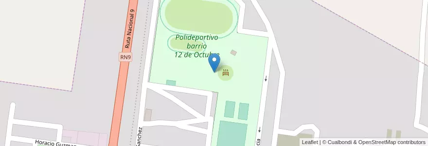 Mapa de ubicacion de Polideportivo barrio 12 de Octubre en Arjantin, Jujuy, Departamento Cochinoca, Municipio De Abra Pampa.