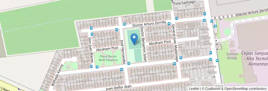 Mapa de ubicacion de Polideportivo Barrio ATSA IV en アルゼンチン, サンフアン州, チリ, Rivadavia.