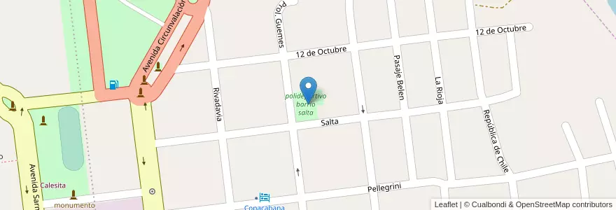 Mapa de ubicacion de polideportivo barrio salta en Аргентина, Жужуй, Departamento Yavi, Municipio De La Quiaca, La Quiaca.
