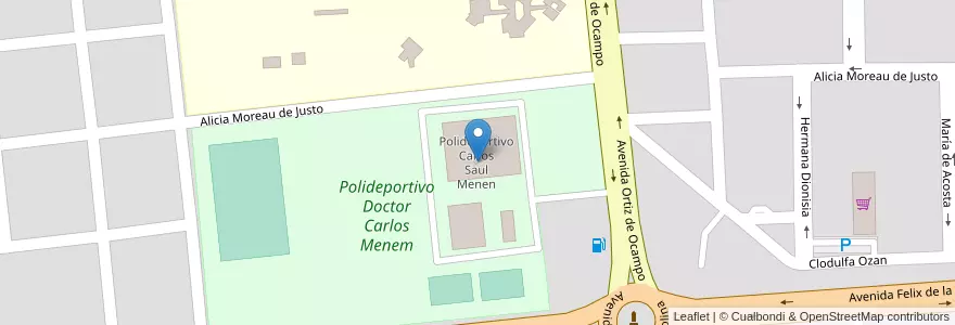 Mapa de ubicacion de Polideportivo Carlos Saul Menen en アルゼンチン, ラ・リオハ州, Departamento Capital, La Rioja.
