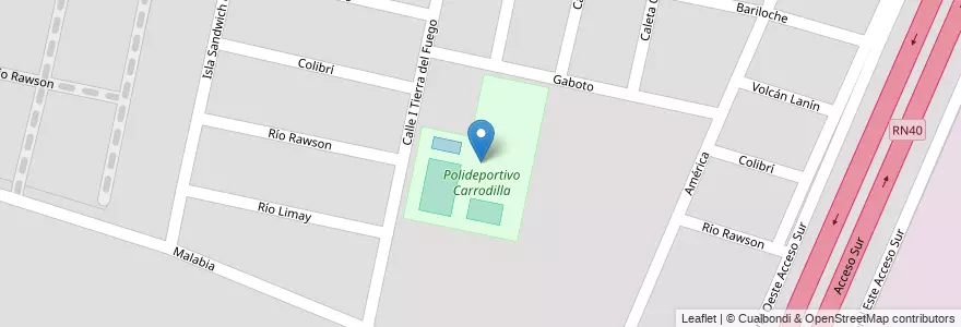 Mapa de ubicacion de Polideportivo Carrodilla en Argentina, Chile, Mendoza, Departamento Luján De Cuyo, Luján De Cuyo, Distrito Carrodilla.