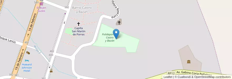 Mapa de ubicacion de Polideportivo Castro y Bazán en アルゼンチン, ラ・リオハ州, Departamento Chilecito, Chilecito.