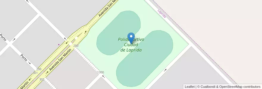 Mapa de ubicacion de Polideportivo Ciudad de Laprida en アルゼンチン, ブエノスアイレス州, Partido De Laprida, Laprida.