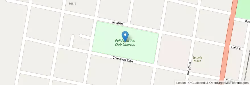 Mapa de ubicacion de Polideportivo Club Libertad en آرژانتین, سانتافه, Departamento La Capital, Municipio De Nelson, Nelson.