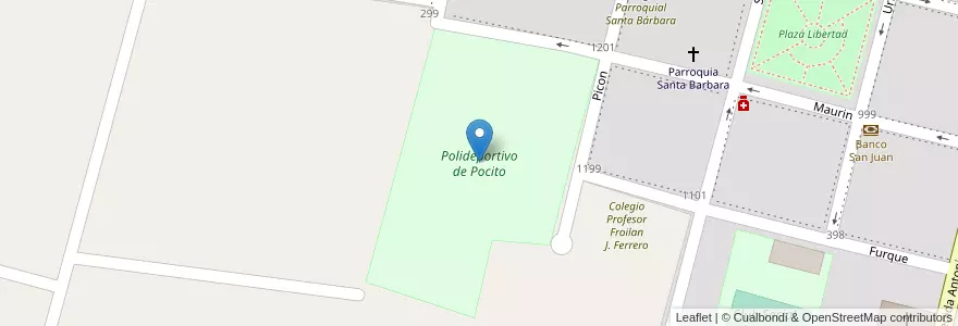 Mapa de ubicacion de Polideportivo de Pocito en アルゼンチン, サンフアン州, チリ, Pocito.