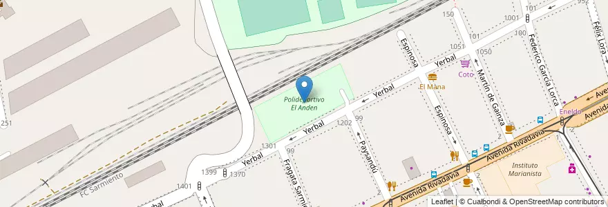 Mapa de ubicacion de Polideportivo El Anden, Caballito en آرژانتین, Ciudad Autónoma De Buenos Aires, Buenos Aires, Comuna 6.