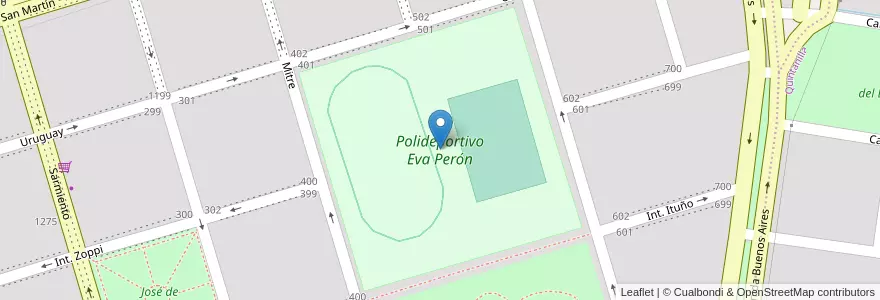 Mapa de ubicacion de Polideportivo Eva Perón en アルゼンチン, ブエノスアイレス州, Partido De General Madariaga.