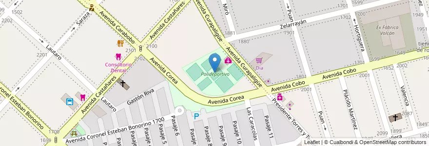 Mapa de ubicacion de Polideportivo, Flores en آرژانتین, Ciudad Autónoma De Buenos Aires, Comuna 7, Buenos Aires.