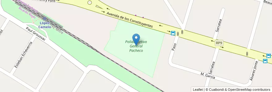 Mapa de ubicacion de Polideportivo General Pacheco en Аргентина, Буэнос-Айрес, Partido De Tigre, General Pacheco.