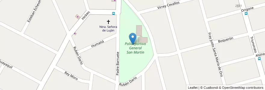 Mapa de ubicacion de Polideportivo General San Martín en Argentina, Buenos Aires, Partido De Tigre, Don Torcuato.
