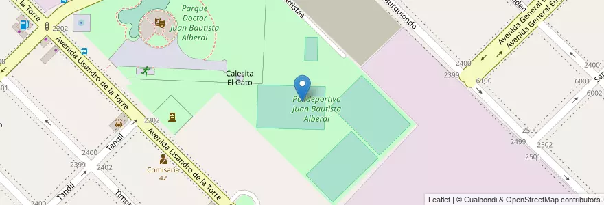 Mapa de ubicacion de Polideportivo Juan Bautista Alberdi, Mataderos en Аргентина, Буэнос-Айрес, Comuna 9, Буэнос-Айрес.